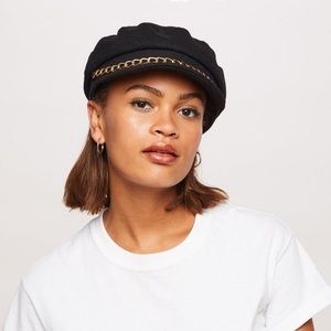 &Other Stories Wool Chain Baker Boy Cap Hat Black